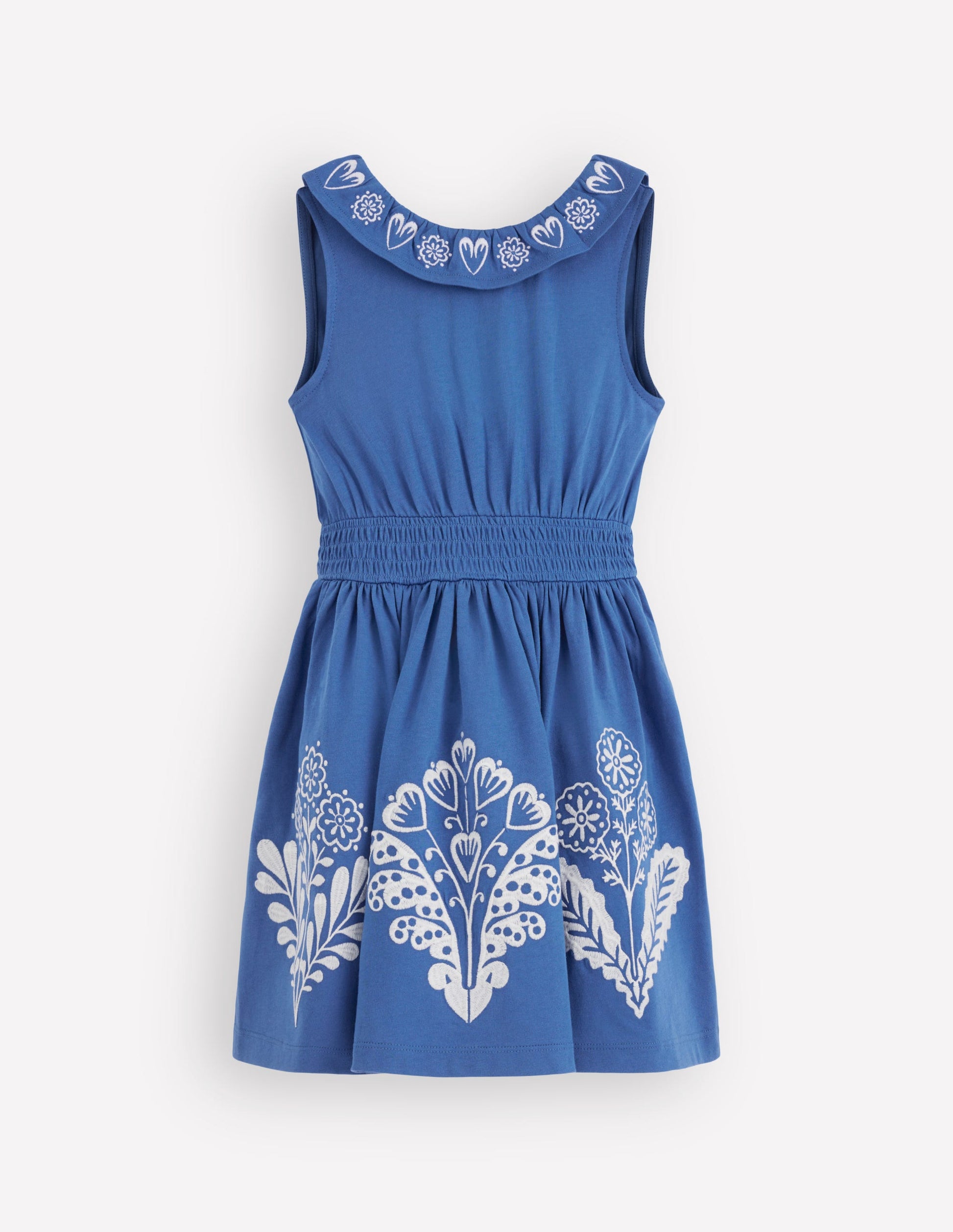 Embroidered V-back dress-Bright Blue Embroidery-3