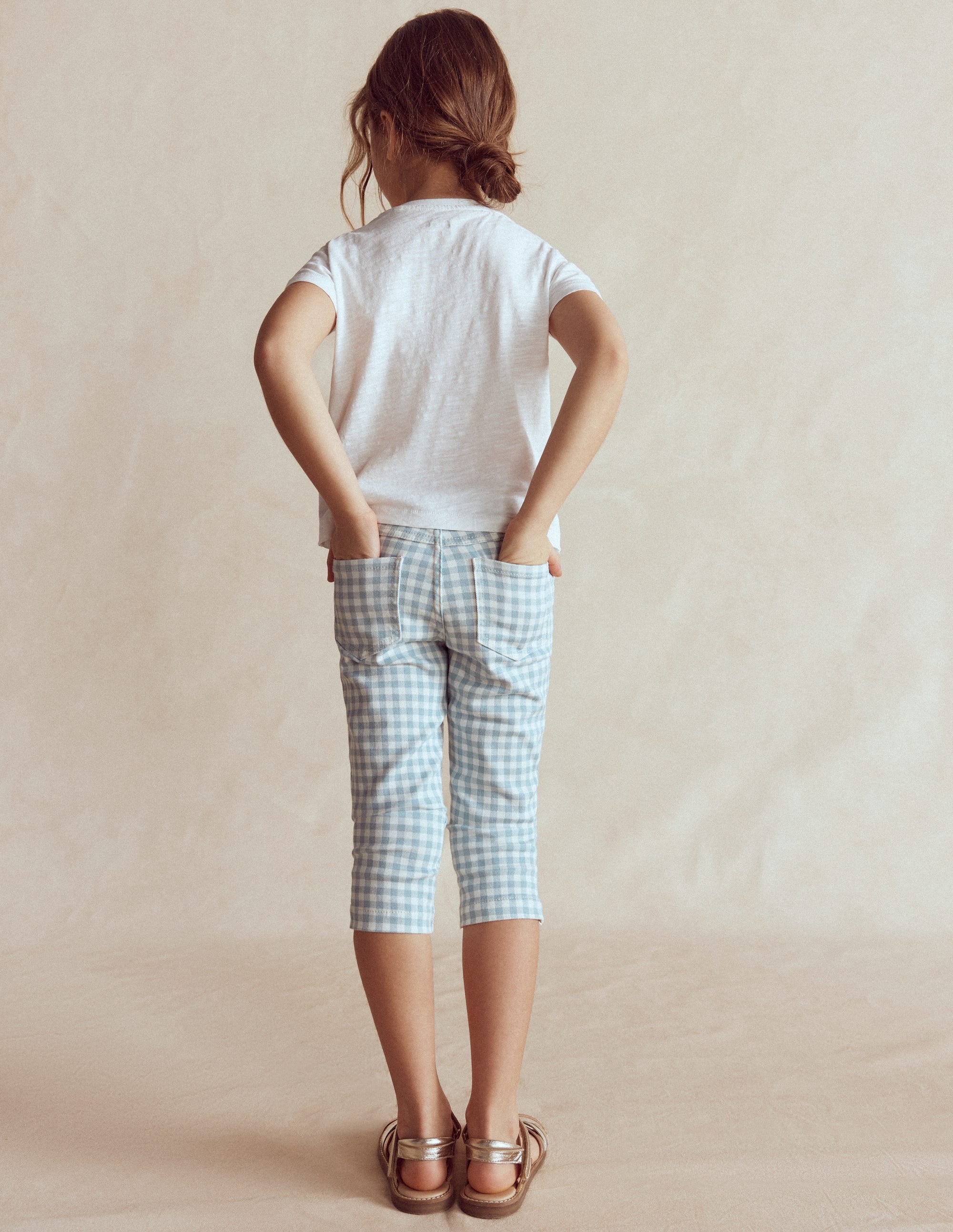 Capri Trousers-Blue Gingham - Image 3