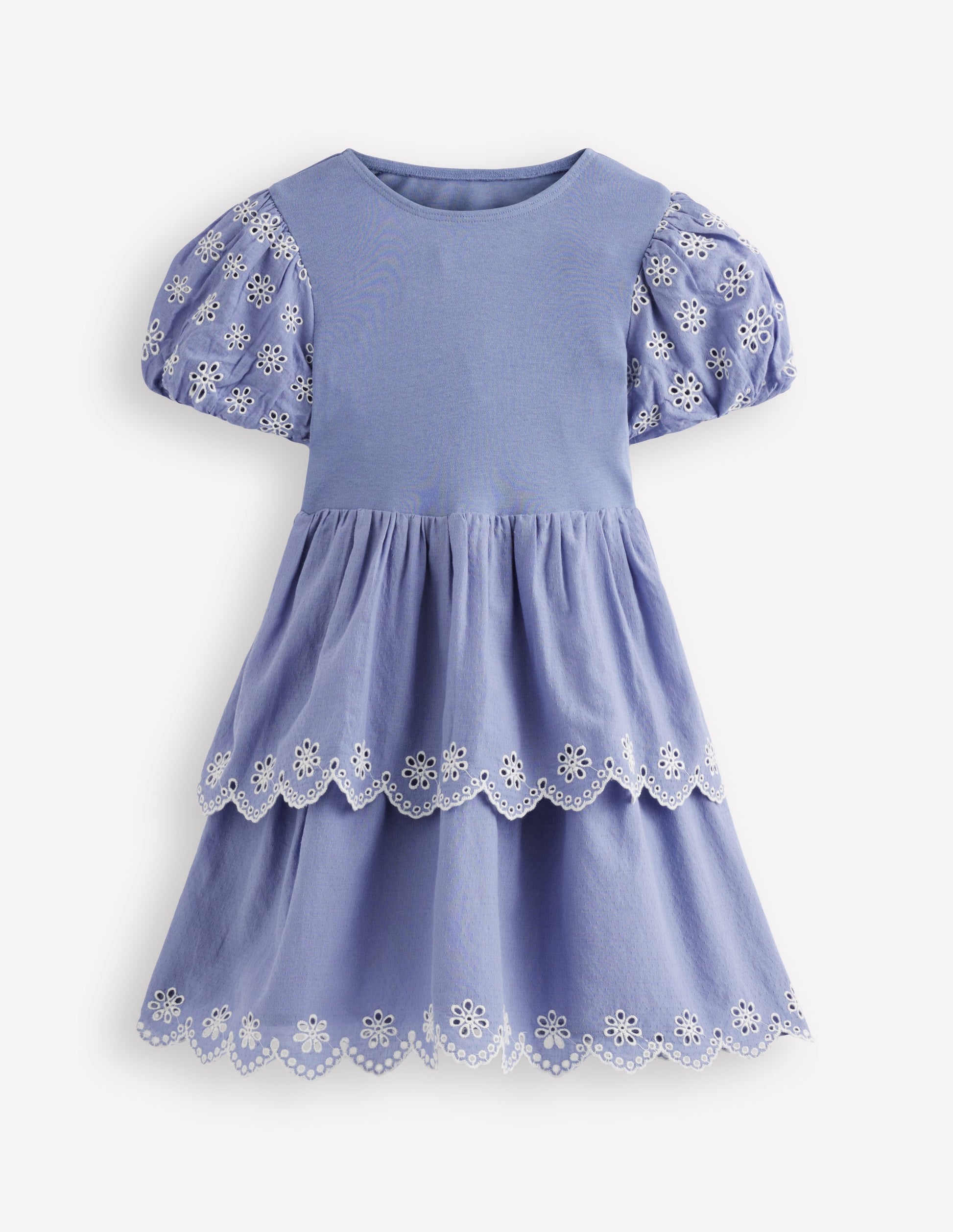 Broderie Rara Jersey Dress-Dusty Blue-3