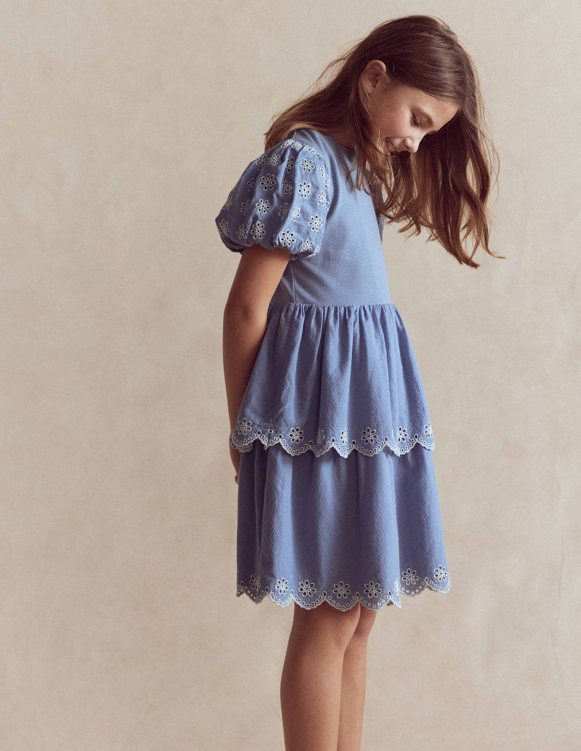 Broderie Rara Jersey Dress-Dusty Blue-1