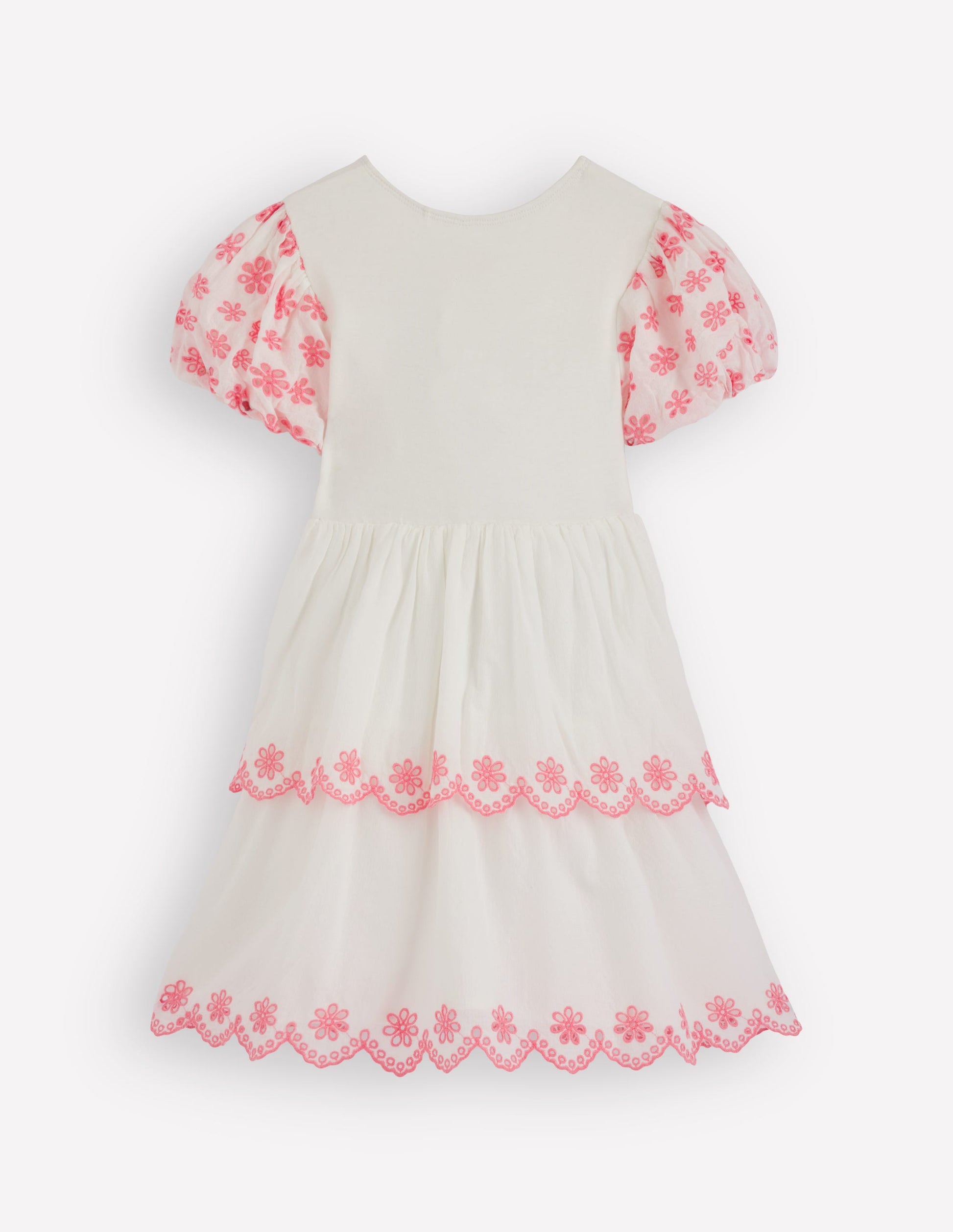 Broderie Rara Jersey Dress-Soft Ivory/ Salmon Pink-2