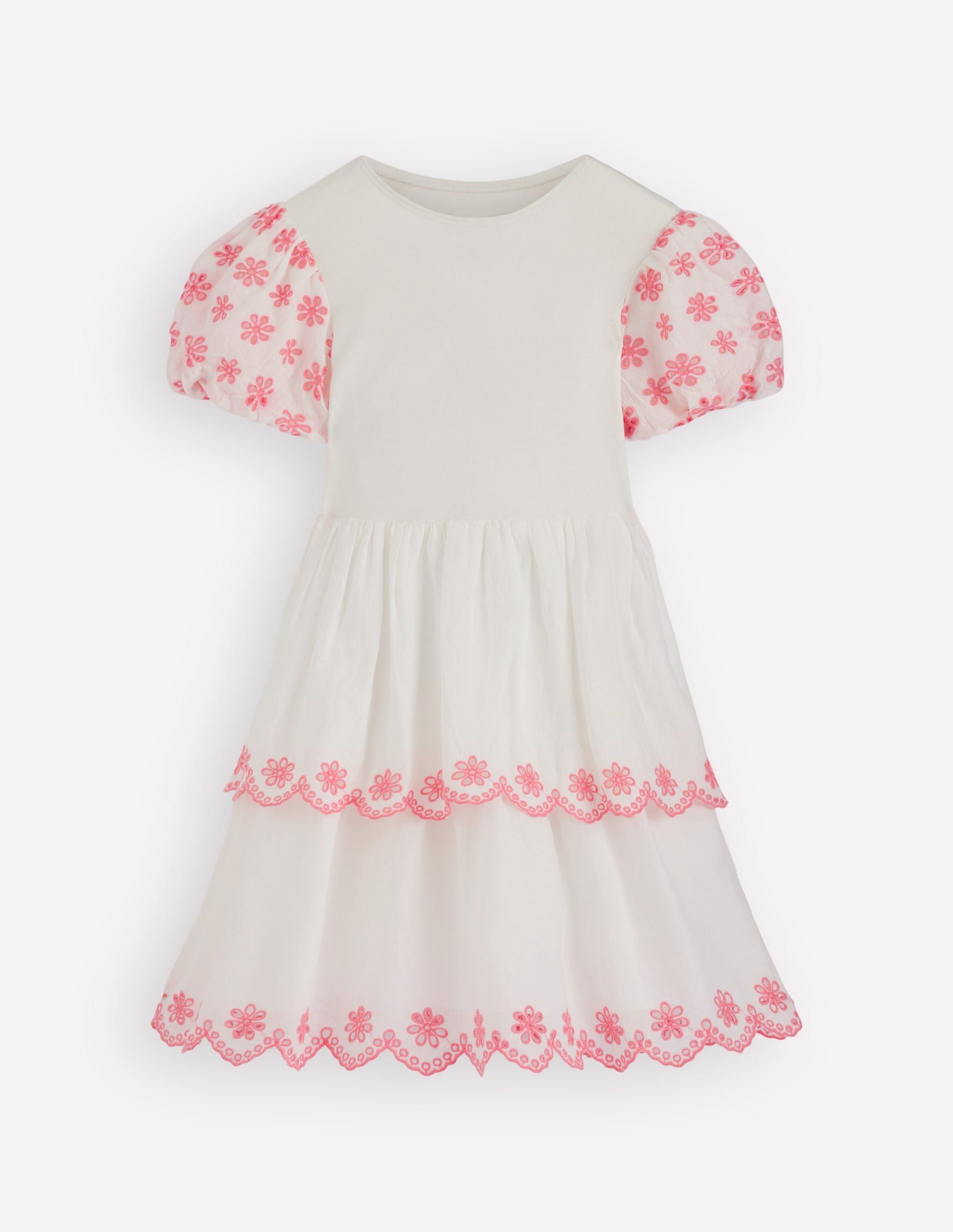 Broderie Rara Jersey Dress-Soft Ivory/ Salmon Pink-1