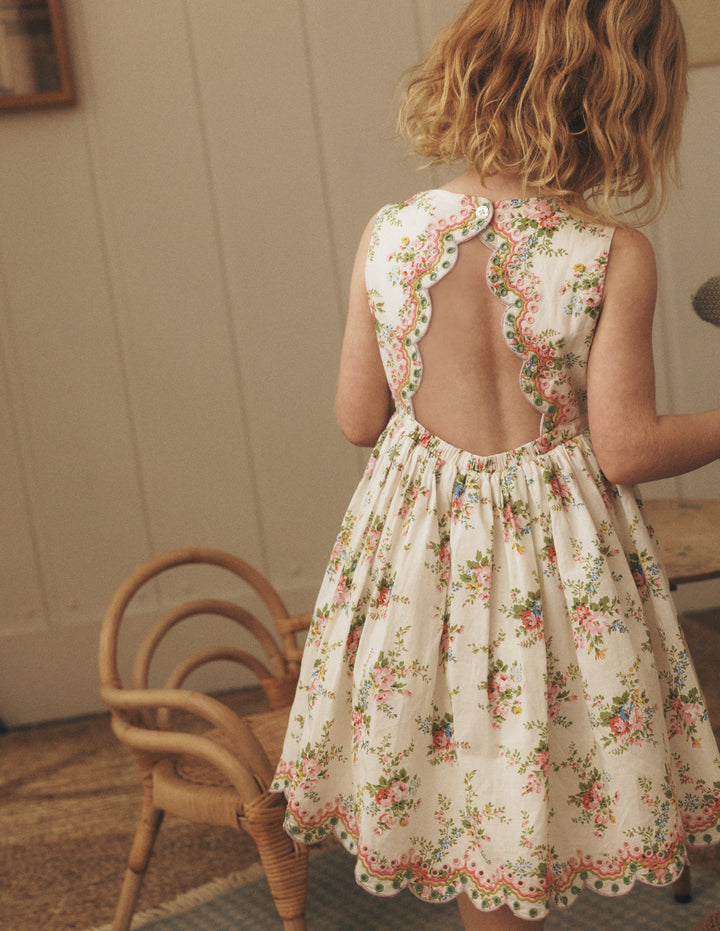 Broderie Back Detail Dress-Soft Ivory Rosa