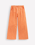 Wide Leg Trousers-Orange/Ivory Gingham