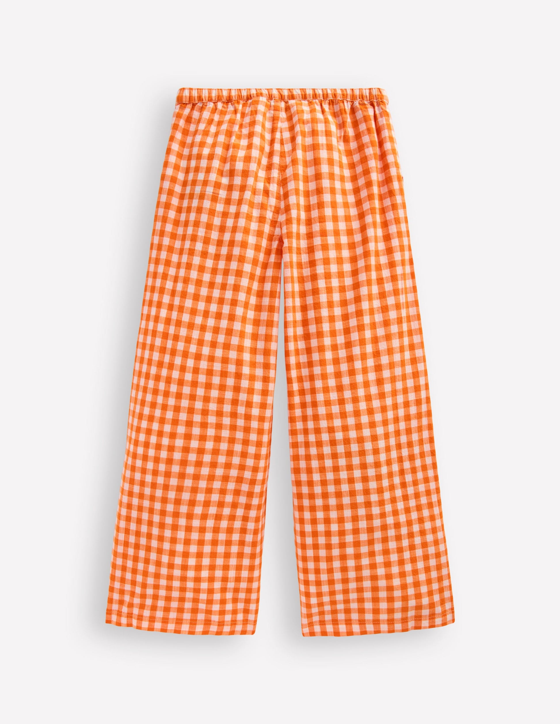 Wide Leg Trousers-Orange/Ivory Gingham-2