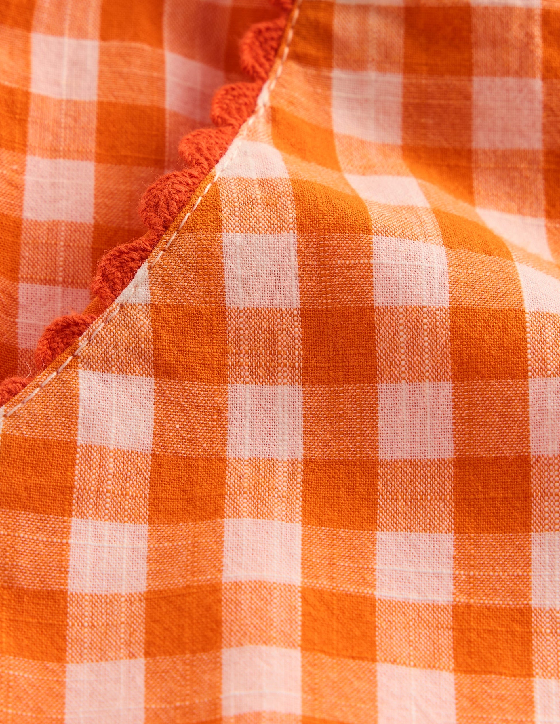 Wide Leg Trousers-Orange/Ivory Gingham-3
