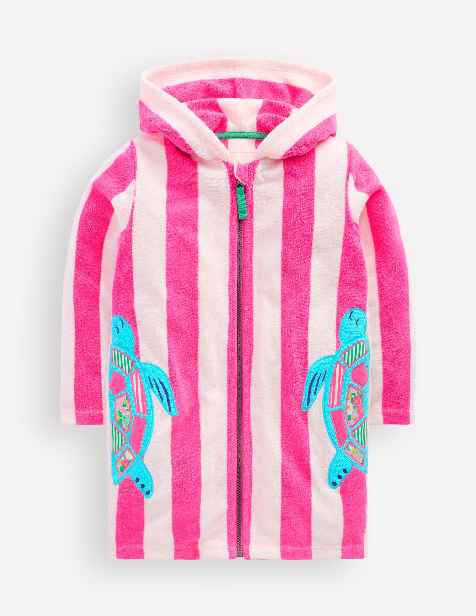 Fun Romie Towelling Zip-Up-Sorbet Pink Turtles-2
