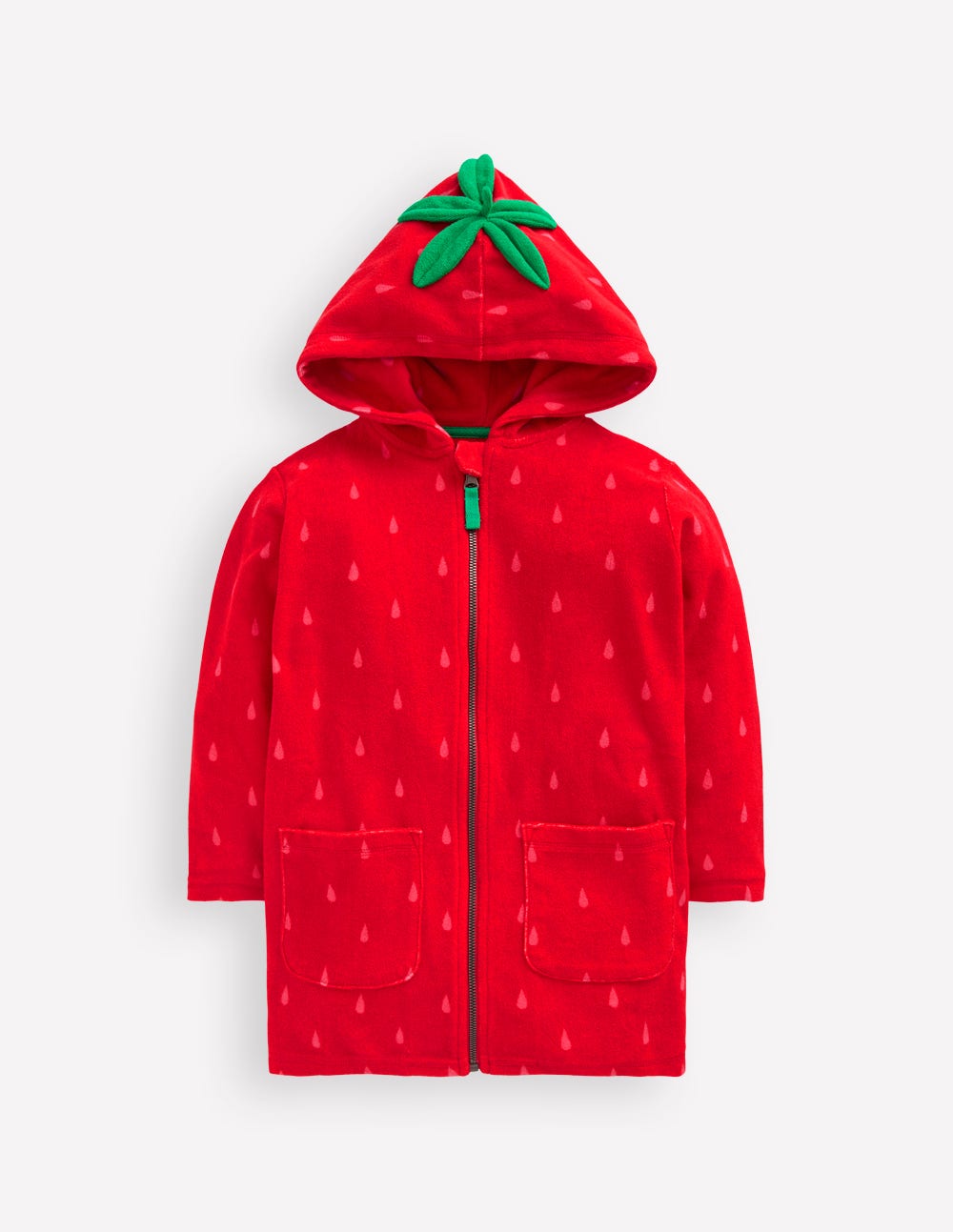 Fun Romie Towelling Zip-Up-Strawberry Tart Red - Image 2