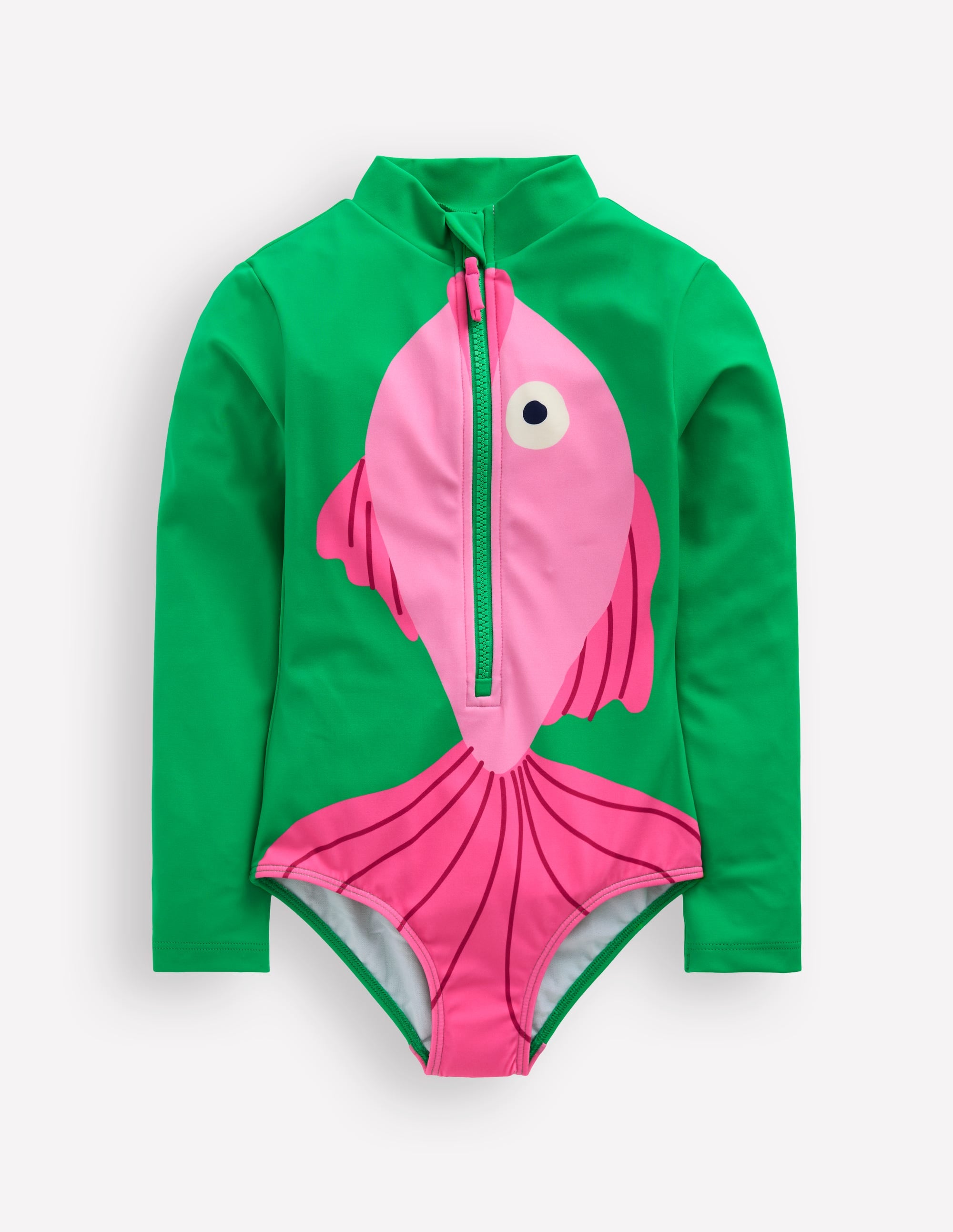 Fun Long-sleeved Swimsuit-Bright Emerald Fish - Image 1