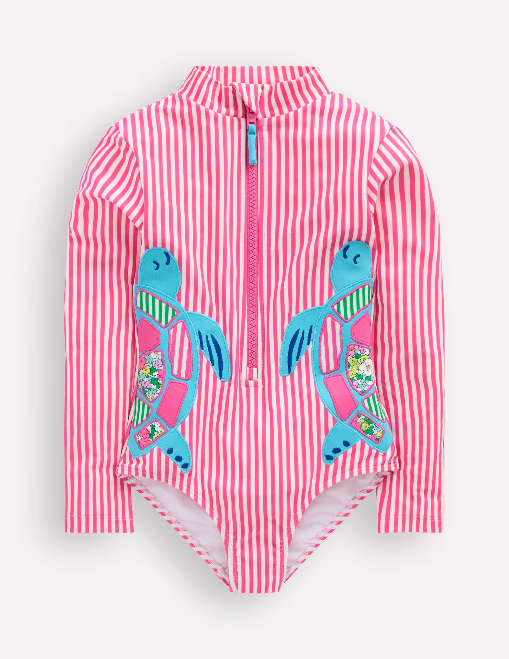 Fun Long Sleeve Swimsuit-Sorbet Pink Turtles-2