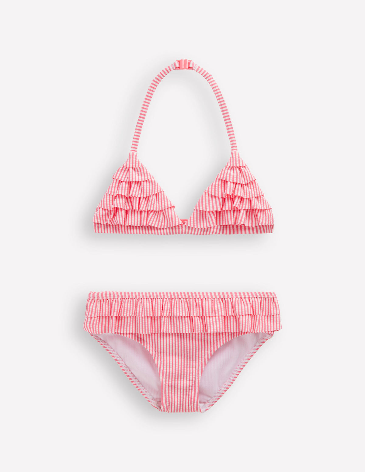 Frill Bikini-Salmon Pink Stripe - Image 1