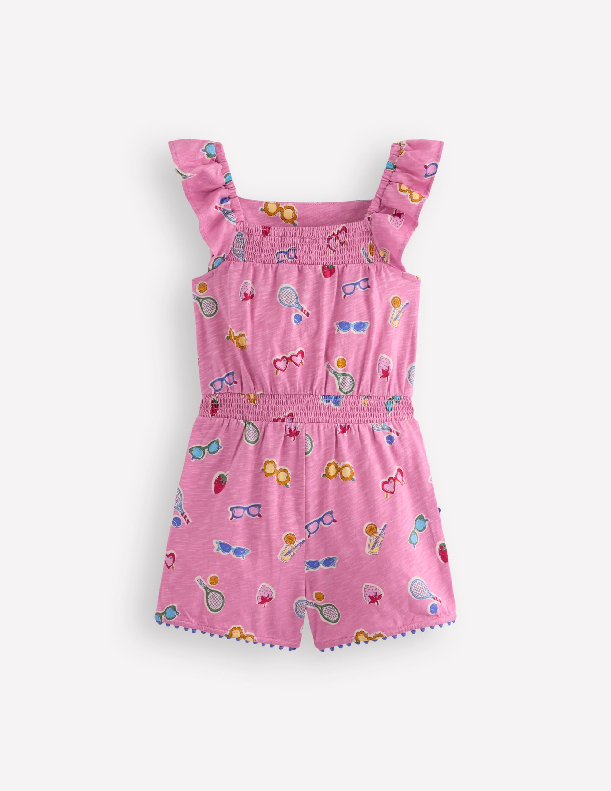 Ciara Pom Trim Jersey Playsuit-Formica Pink Holiday - Image 2