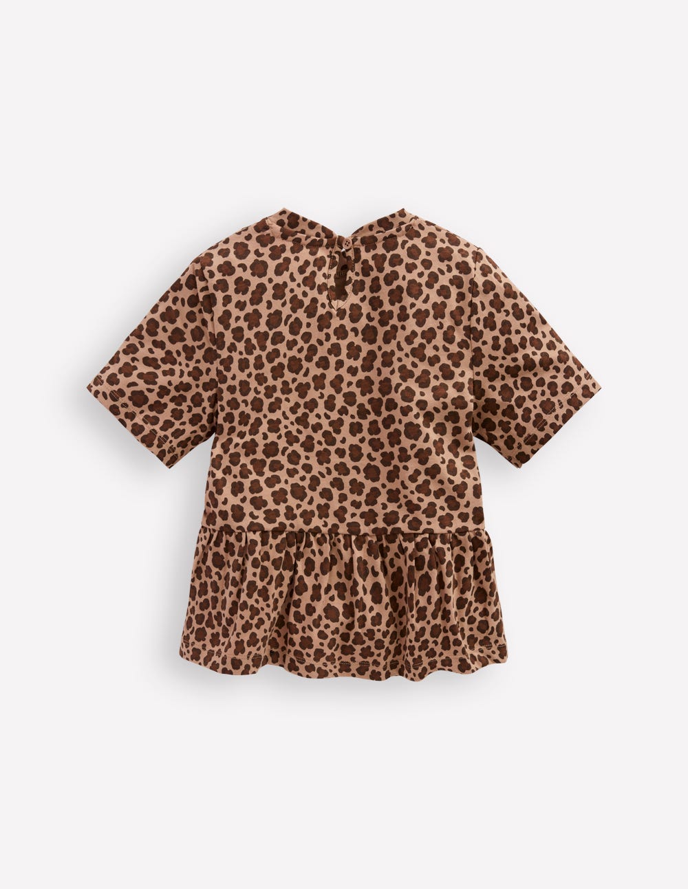 Short Sleeve Peplum Top-Partridge Brown Leopard Print - Image 2