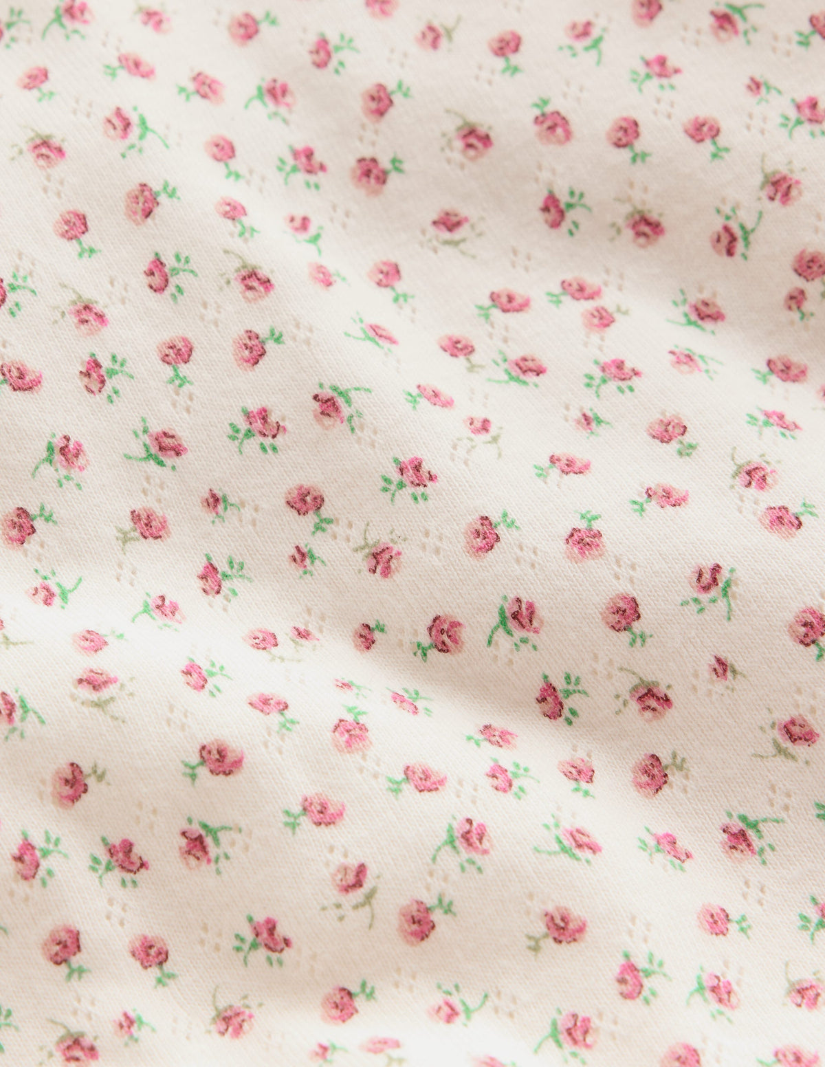 Snug Fit Pointelle Pyjamas-Soft Ivory Floral - Image 3