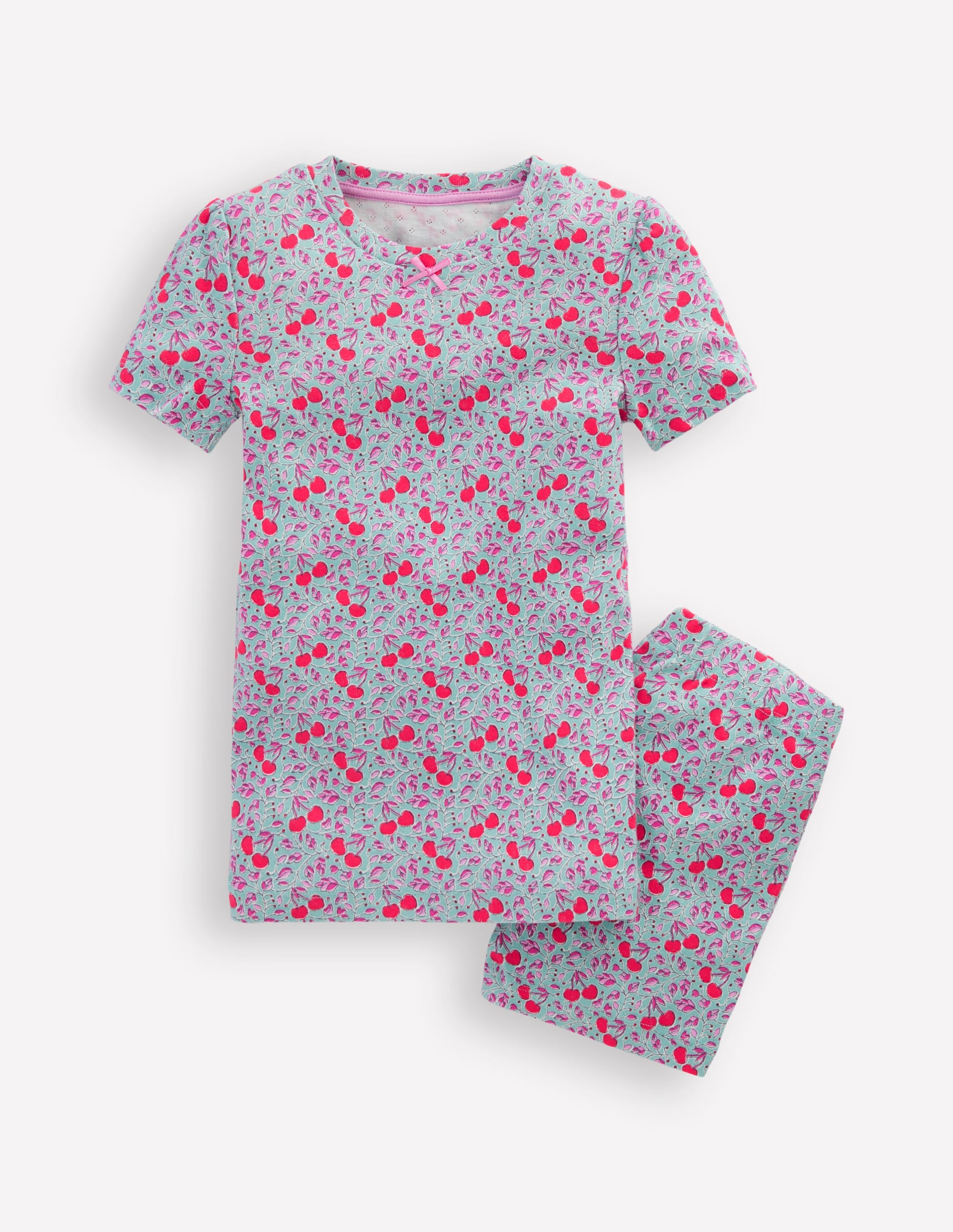 Snug Fit Pointelle Pyjamas-Cherry Orchard - Image 1