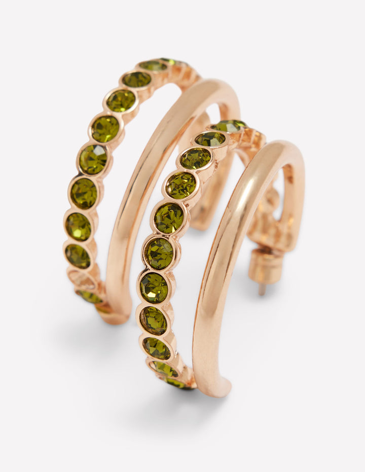 Large Jewel Hoops-Green