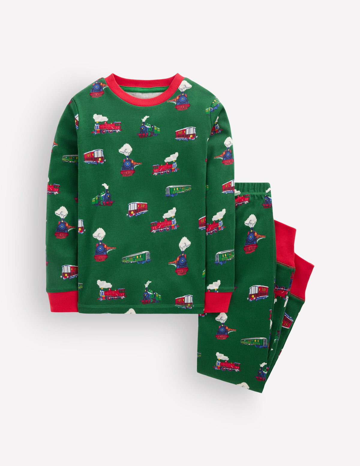 Snug Long John Pyjamas-Trains - Image 1