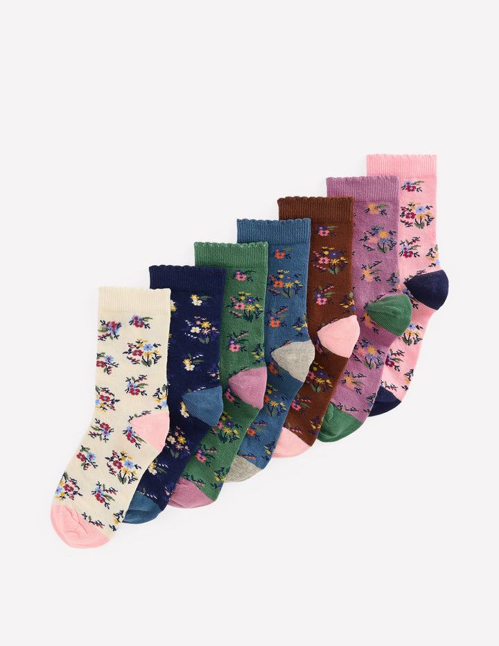 7-pack Socks-Vintage Flower Posy