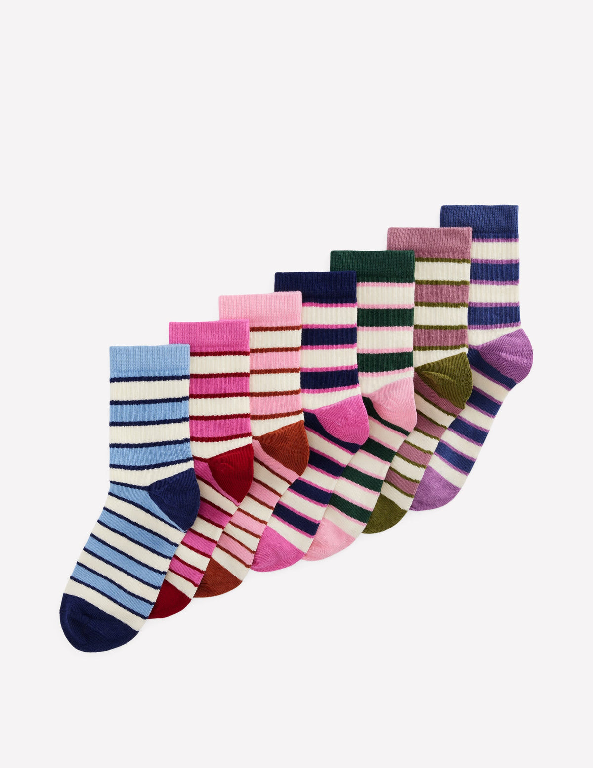 7 Pack Ribbed Socks-Multi Stripes - Image 1