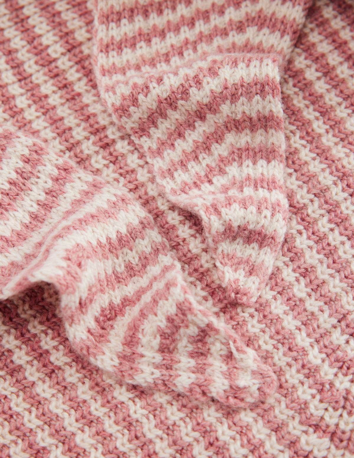 Triangle Knitted Scarf-Pink Marl Stripe - Image 2