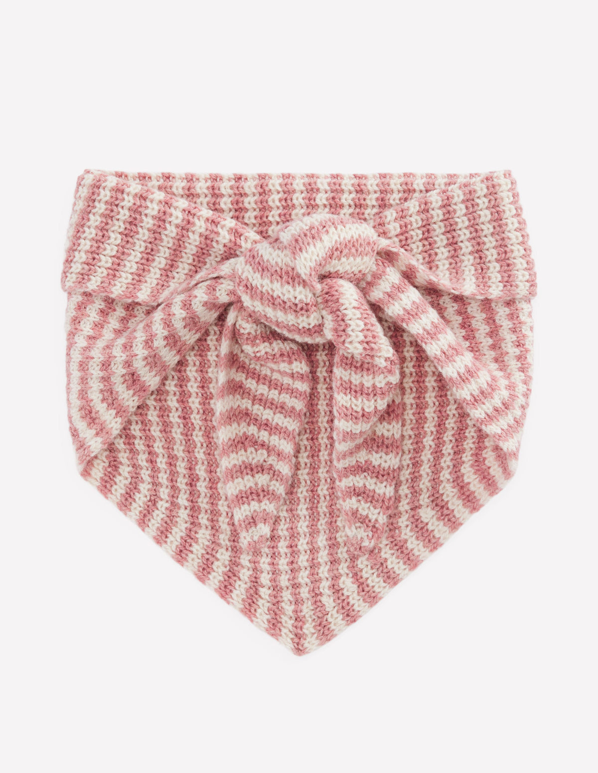 Triangle Knitted Scarf-Pink Marl Stripe-1