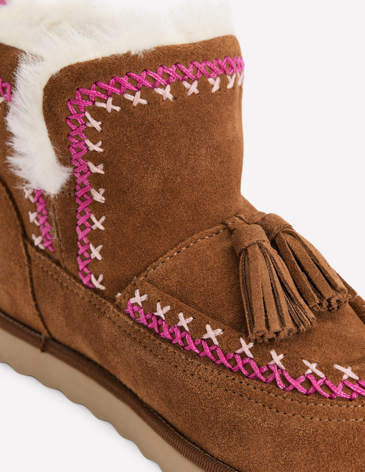 Embroidered Cosy Boots-Tan-3