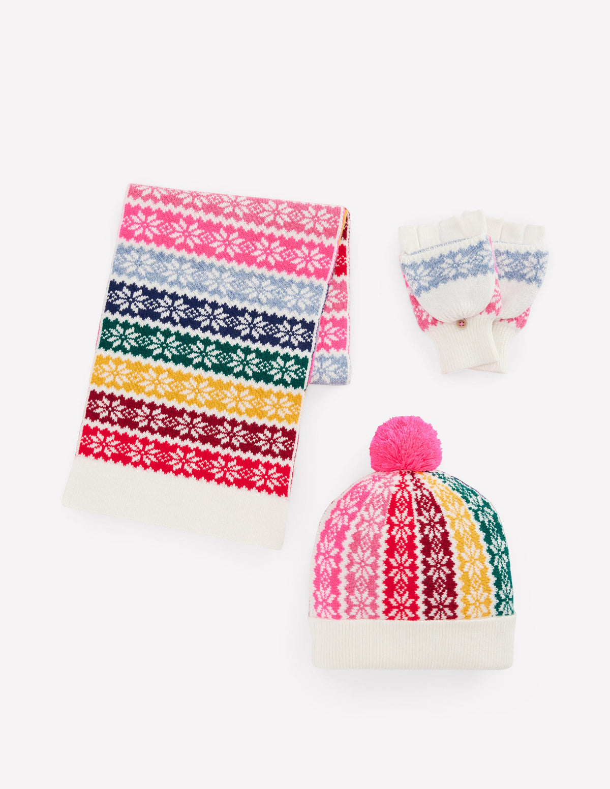 Fair Isle Knitted Set-Rainbow Snowflake - Image 1
