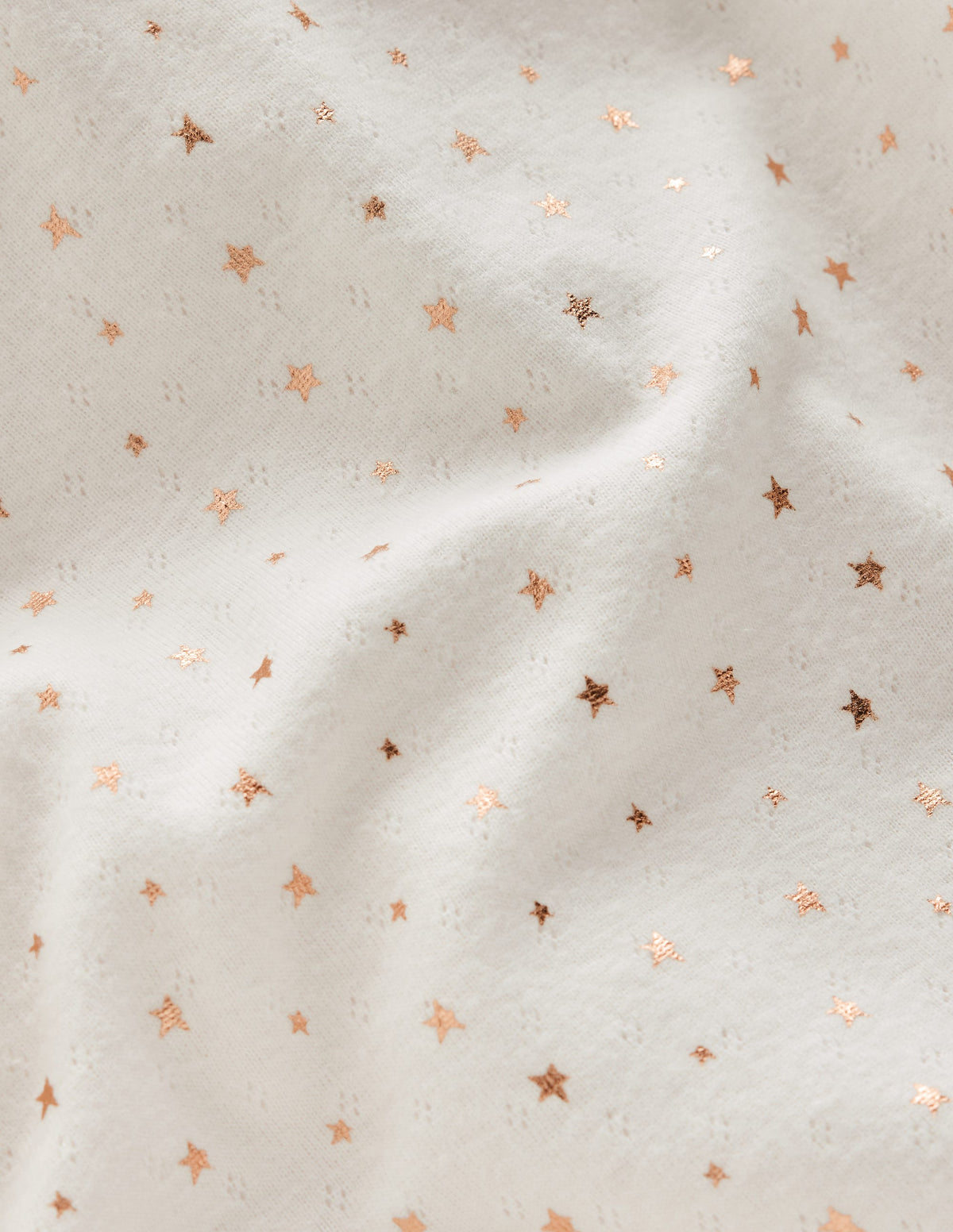 Long Sleeve Pointelle Top-Ivory Gold Foil - Image 3