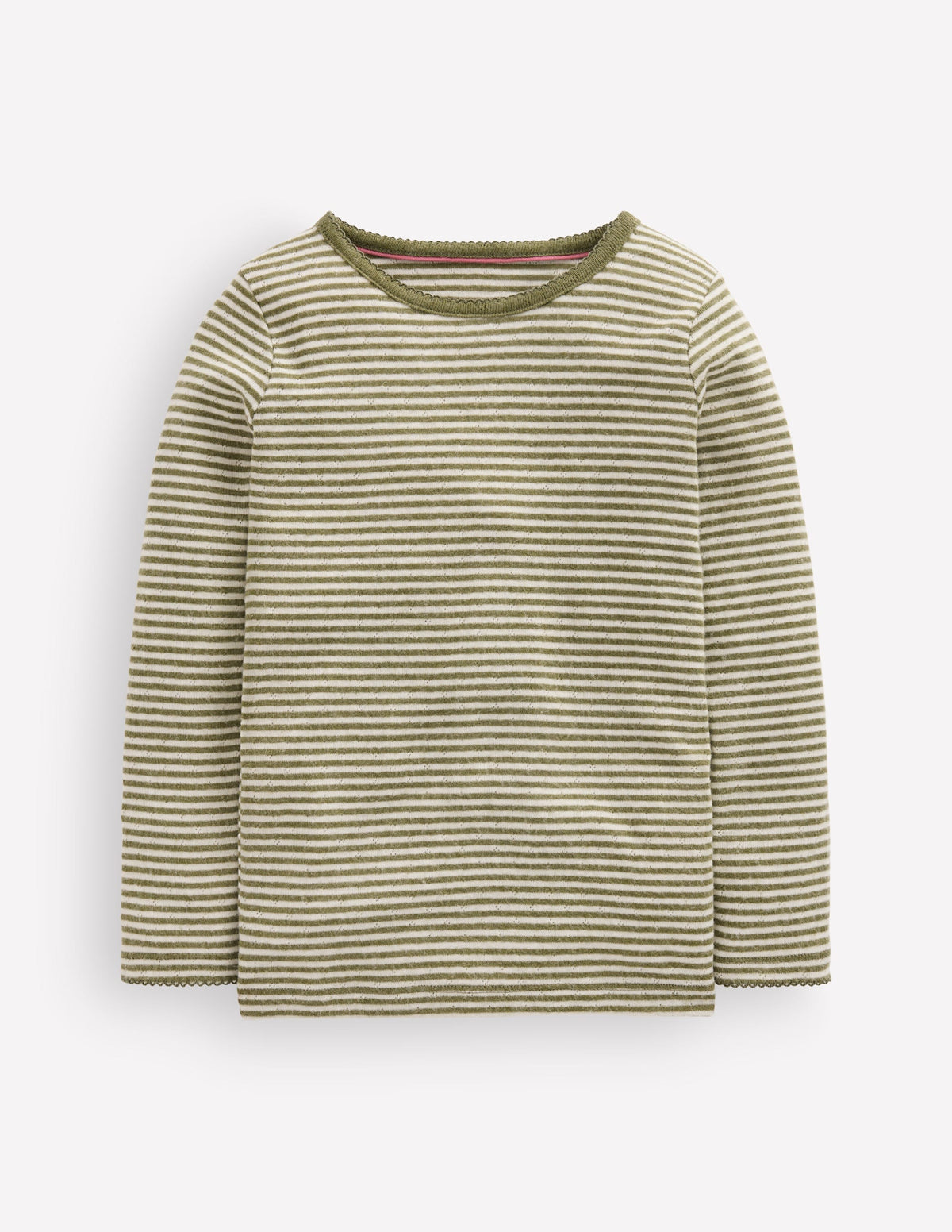Long Sleeve Pointelle Top-Green Stripe-1