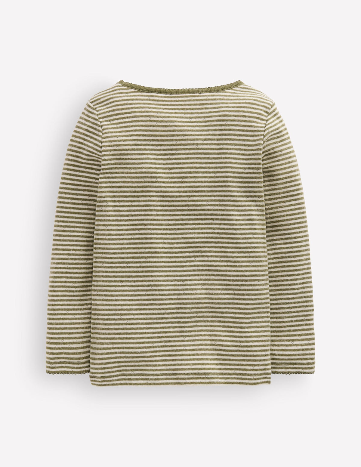 Long Sleeve Pointelle Top-Green Stripe - Image 3