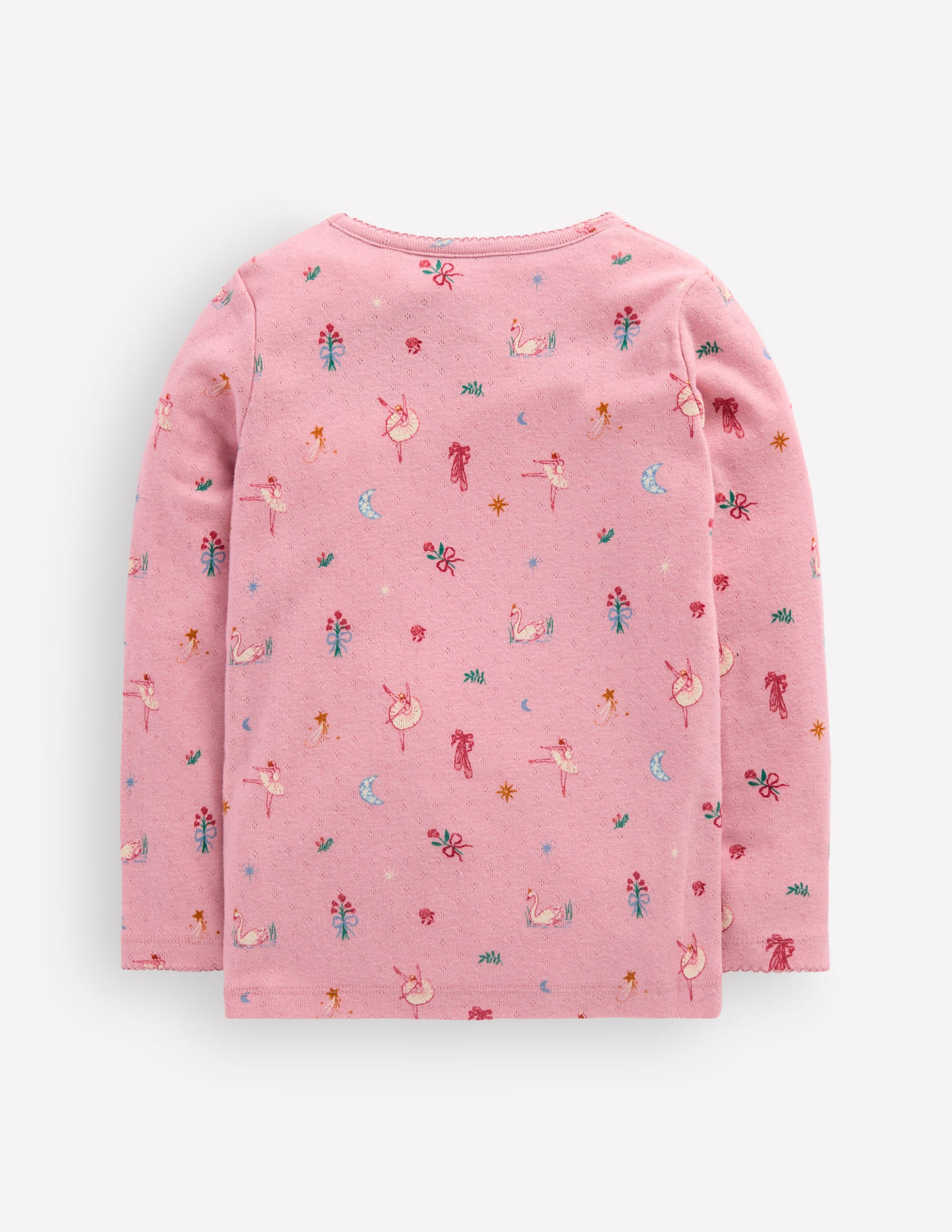 Long Sleeve Pointelle Top-Pink Swan Lake-2
