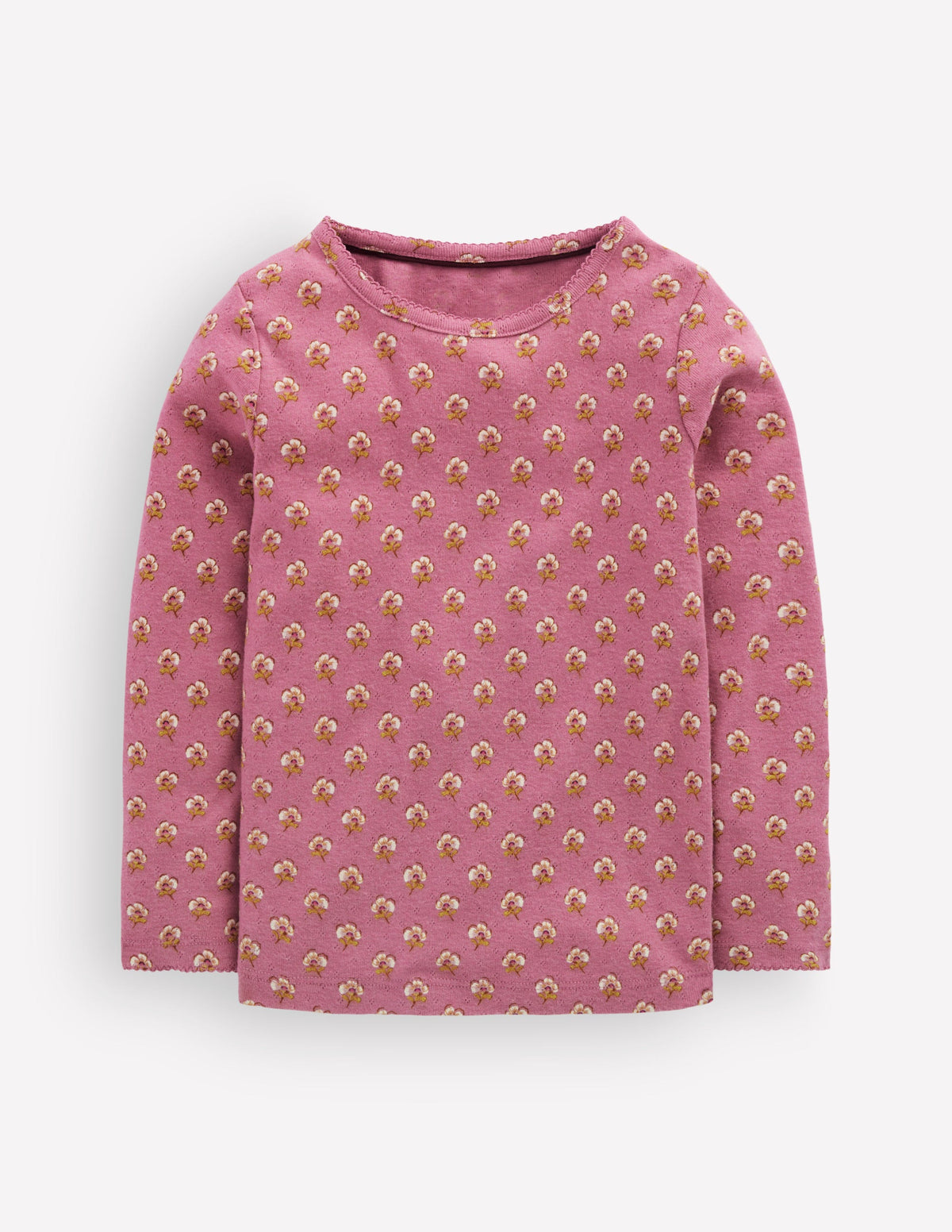 Long Sleeve Pointelle Top-Heather Rose Floral - Image 1
