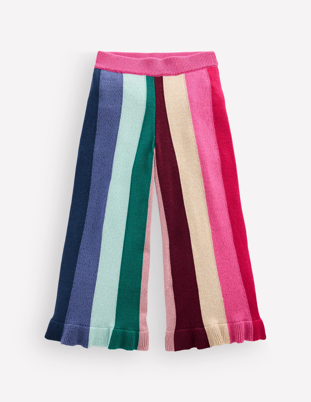 Knitted Sparkle Party Trousers-Rainbow Sparkle Stripe-1
