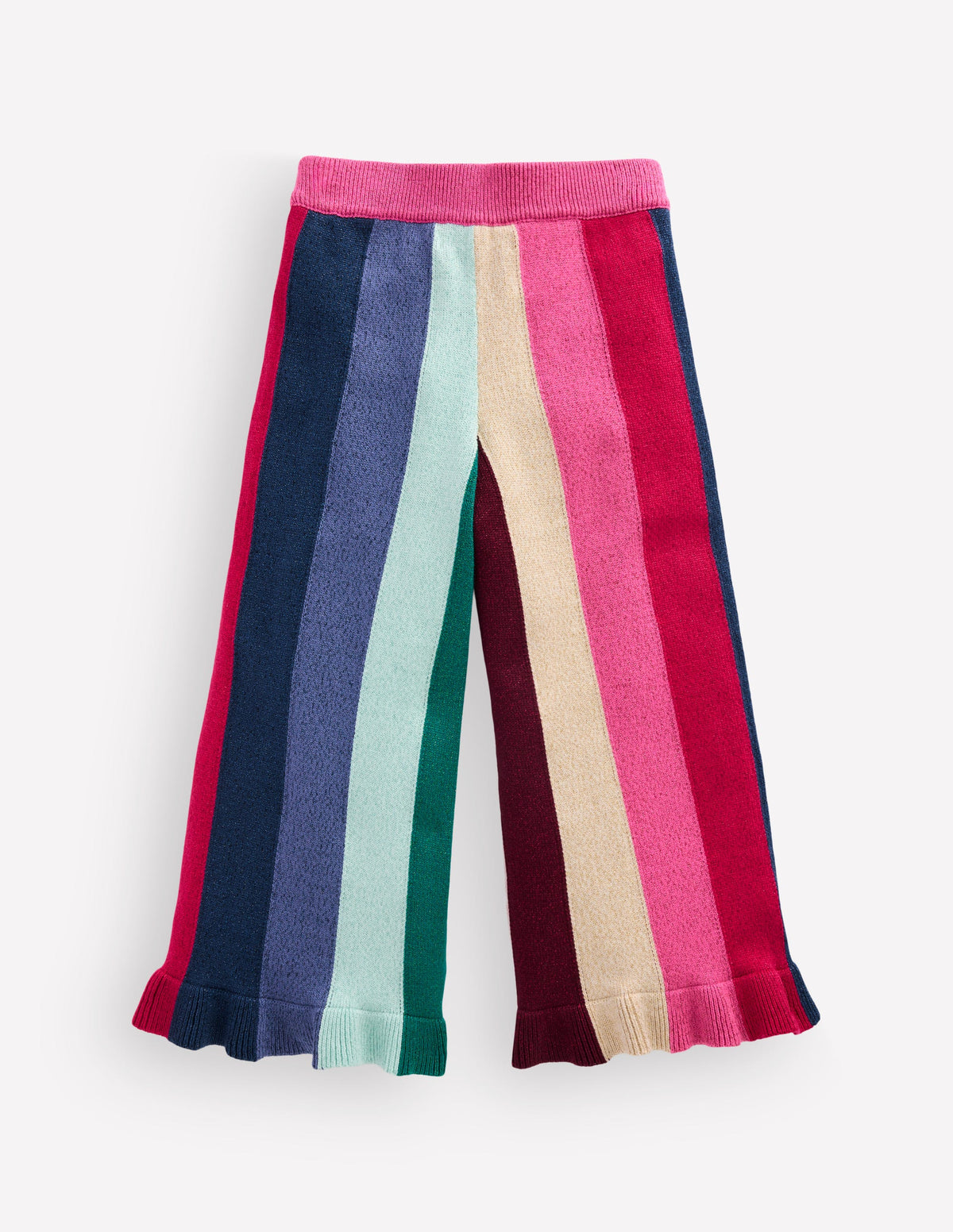 Knitted Sparkle Party Trousers-Rainbow Sparkle Stripe-2