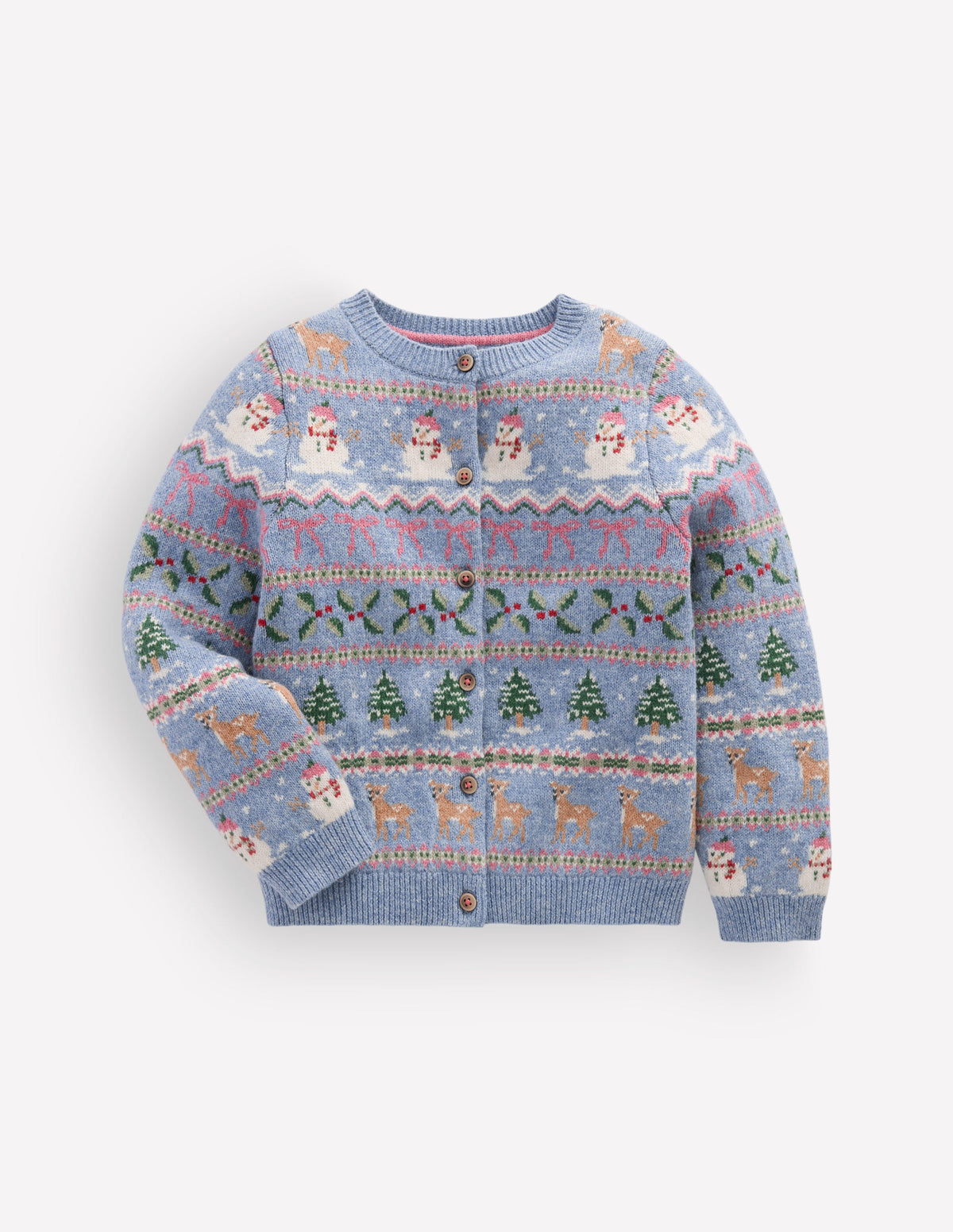 Edie Fair Isle Cardigan-Glacier Blue Snowy Christmas-6
