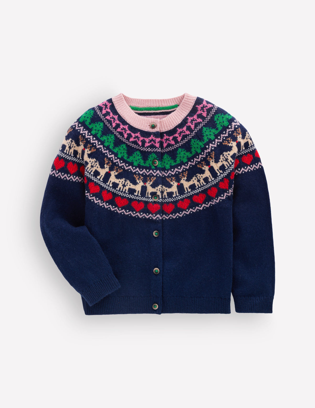 Edie Fair Isle Cardigan-Medieval blue sparkle multi - Image 1