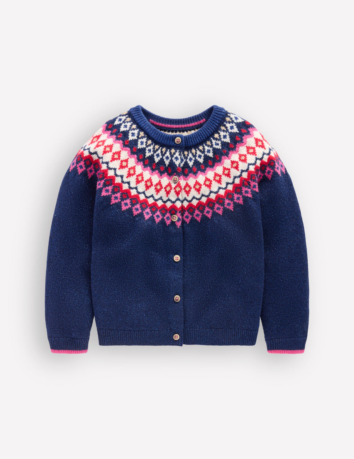 Edie Fair Isle Cardigan-Navy Sparkle - Image 1