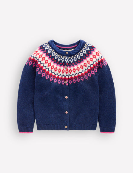 Edie Fair Isle Cardigan-Navy Sparkle