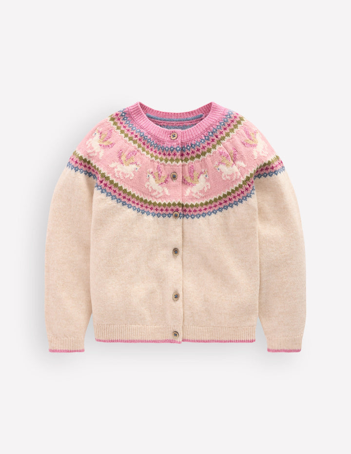 Edie Fair Isle Cardigan-Oatmeal Marl Pegasus