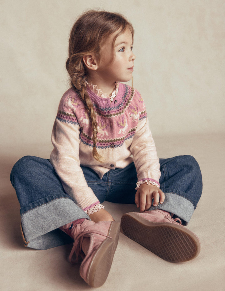 Edie Fair Isle Cardigan-Oatmeal Marl Pegasus