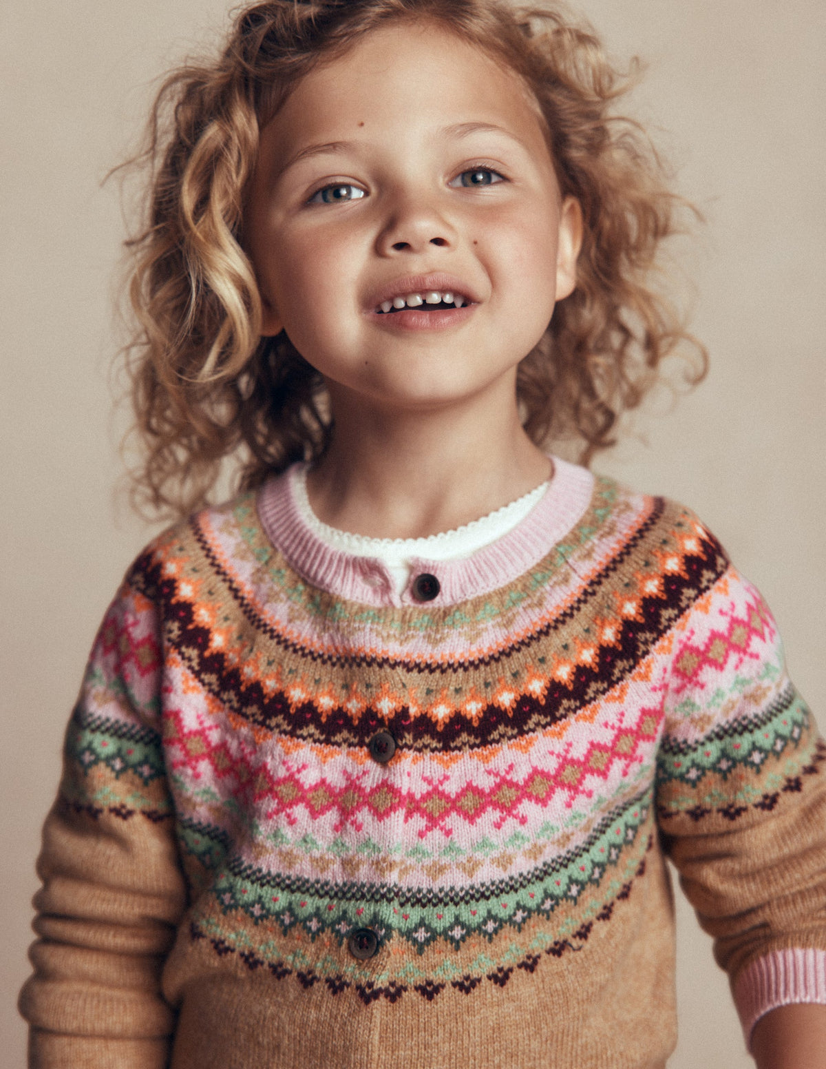 Edie Fair Isle Cardigan-Camel Multi Yoke - Image 1