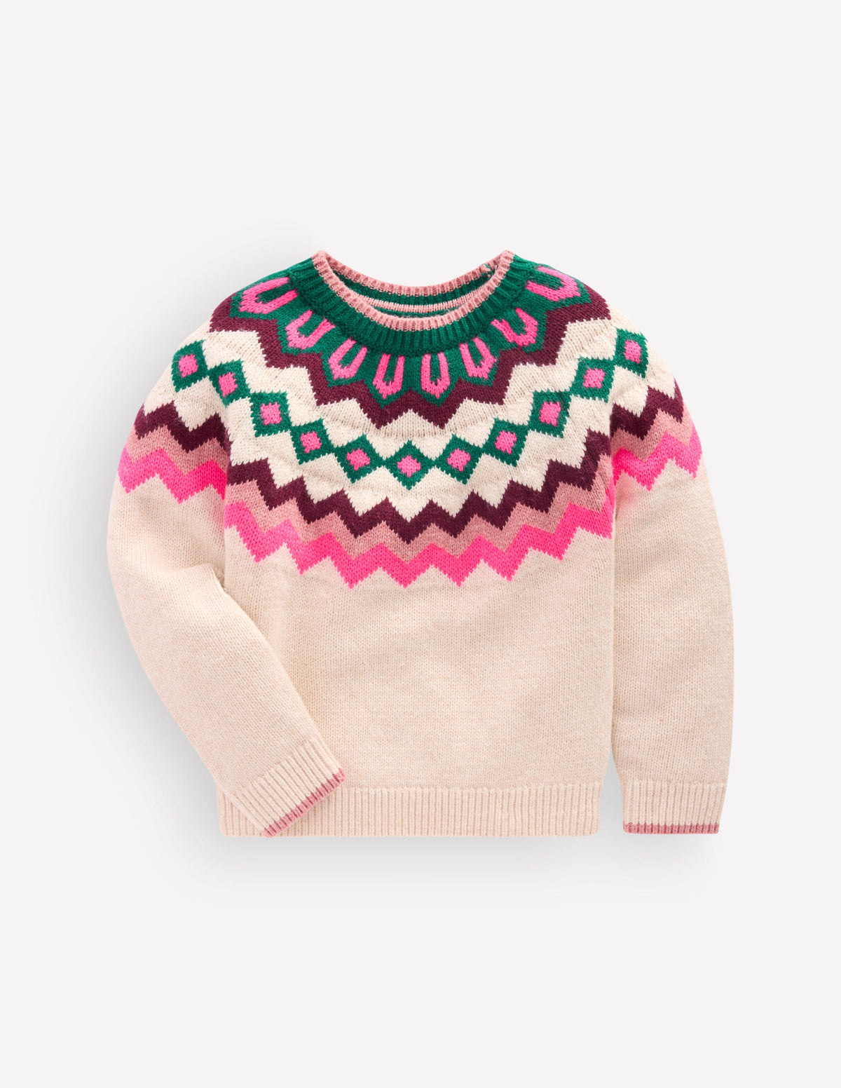 Eleanor Fair Isle Jumper-Oatmeal Marl - Image 2