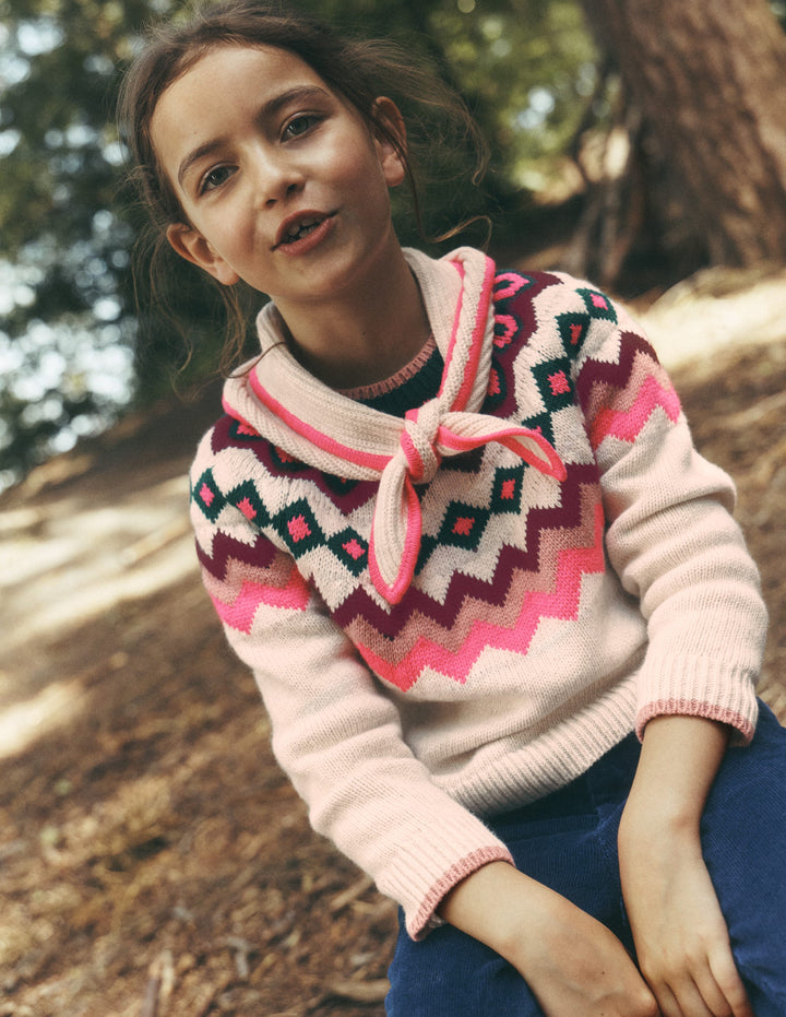Eleanor Fair Isle Jumper-Oatmeal Marl