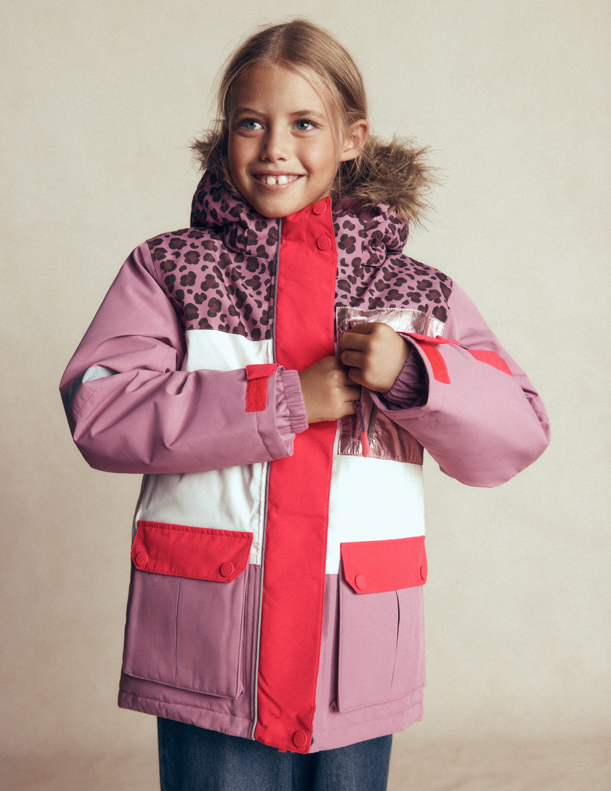 All-Weather Waterproof Coat-Pink Heather Leopard - Image 1