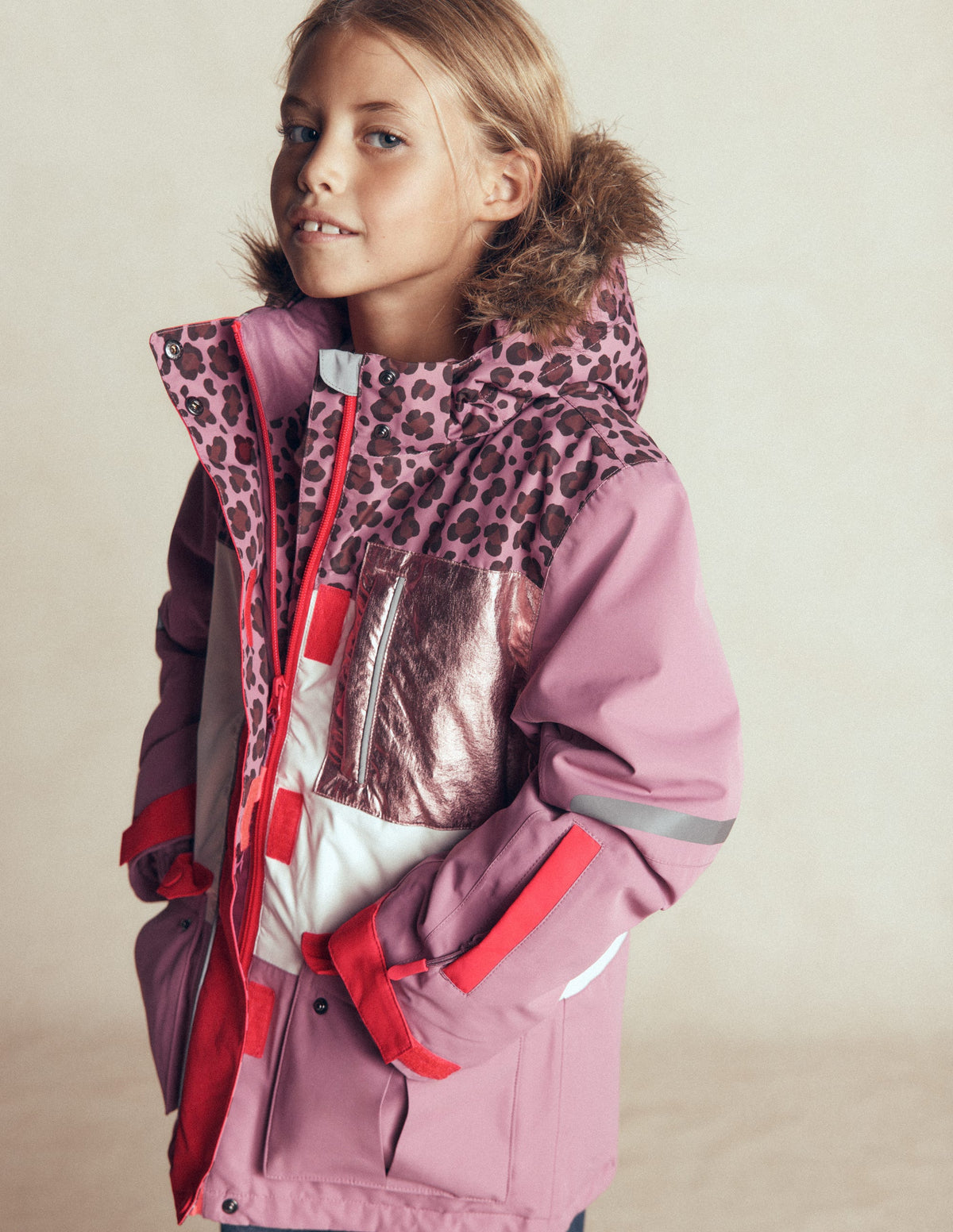 All-Weather Waterproof Coat-Pink Heather Leopard - Image 3