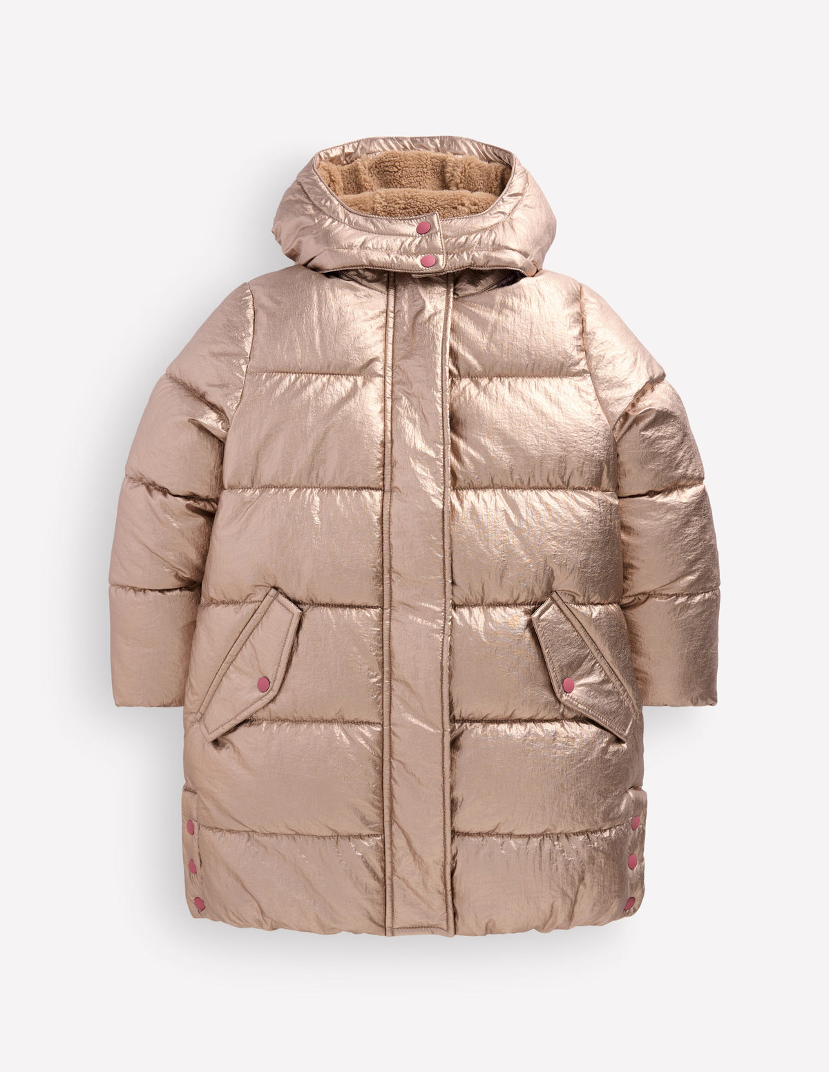 Longline Padded Coat-Gold Metallic - Image 7