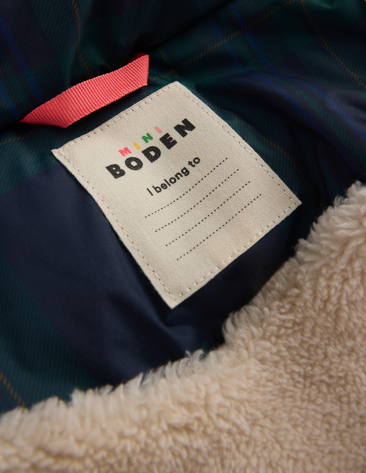Longline Padded Coat-Blue Check - Image 4