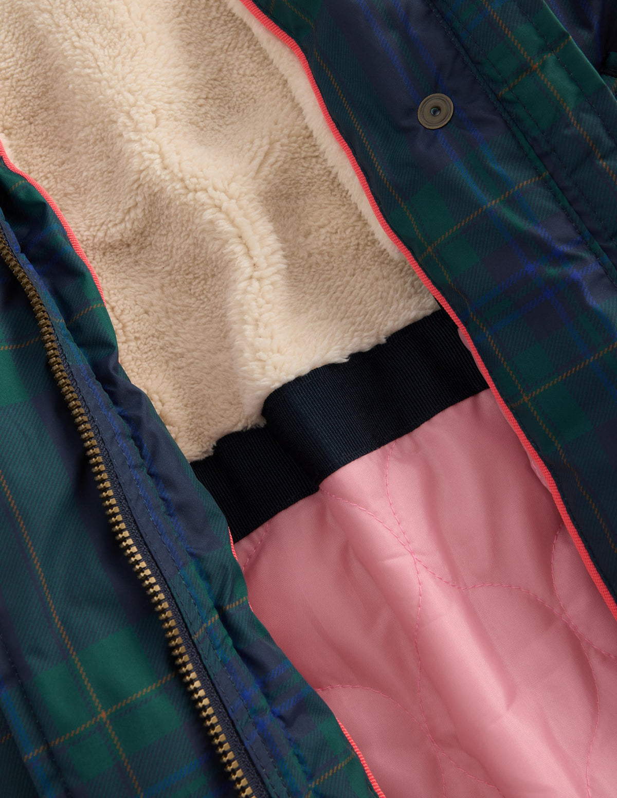 Longline Padded Coat-Blue Check - Image 5