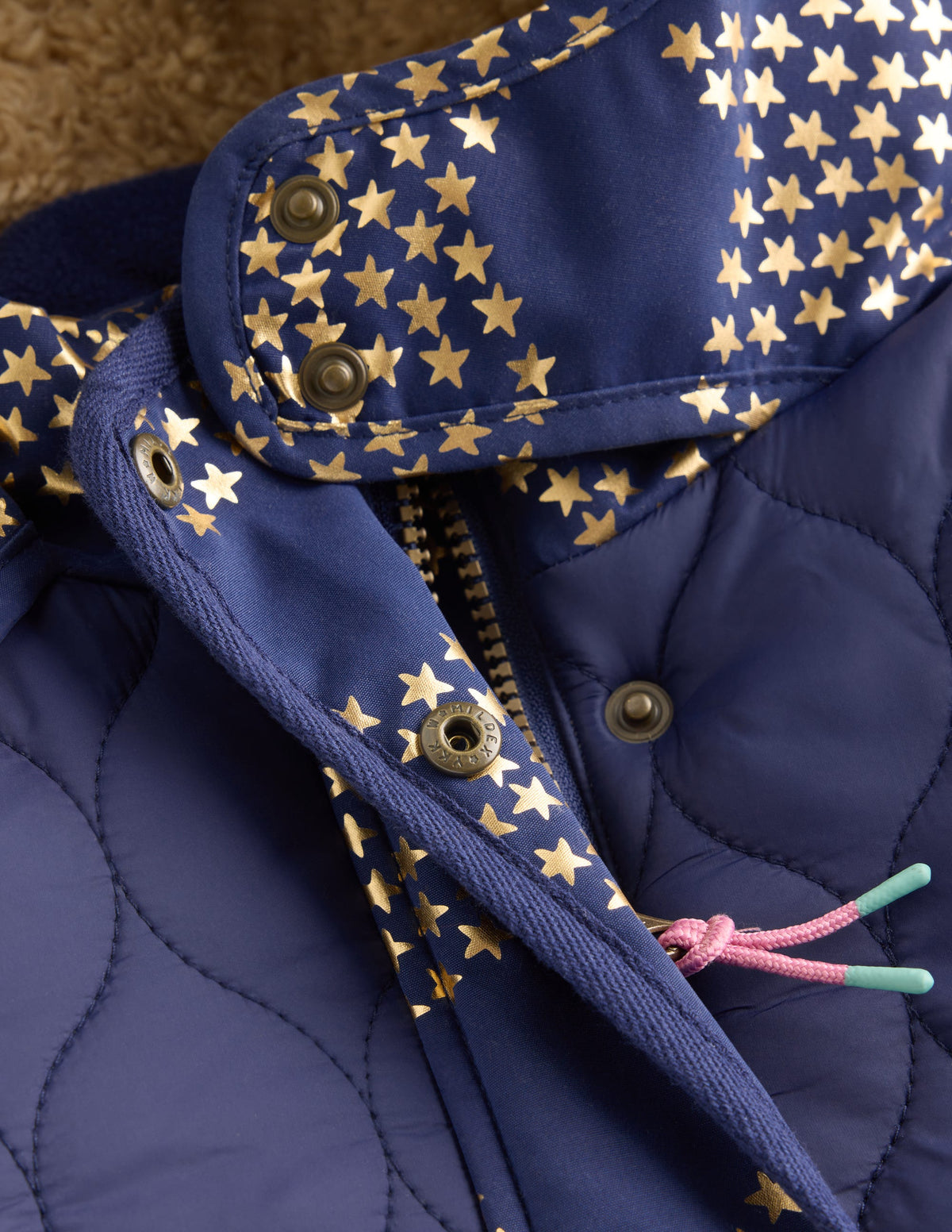 Joni Quilted Parka Coat-College Navy Foil Star-3