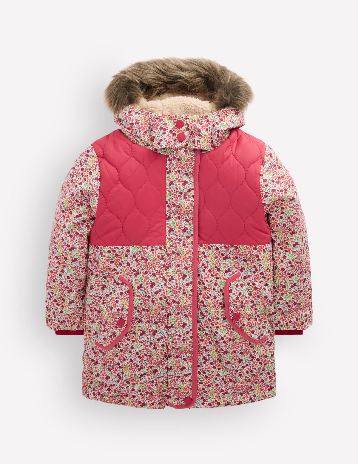 Joni Quilted Parka Coat-Floral - Image 1